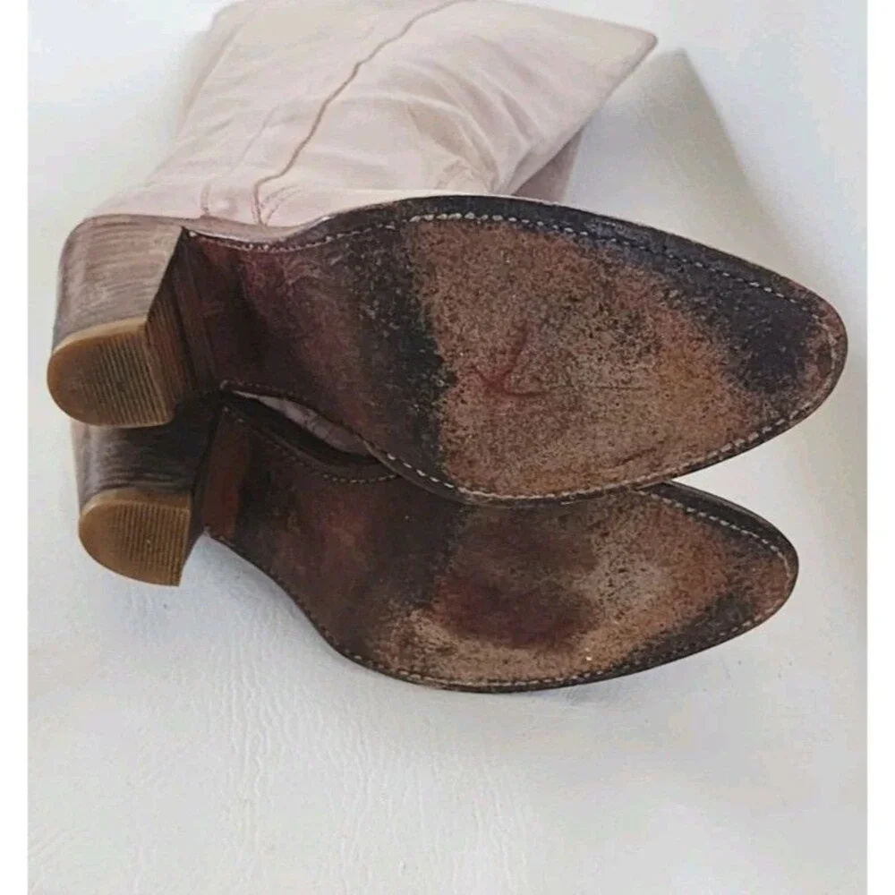 FRYE Vintage Dusty Blush Pink Tall Knee High Western Cowgirl Boots Size 7